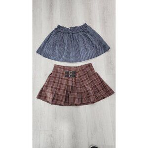 Zara Girls Checkered & Plaid Skirt Set Size 11-12 Years Elastic Waist & Buckle D